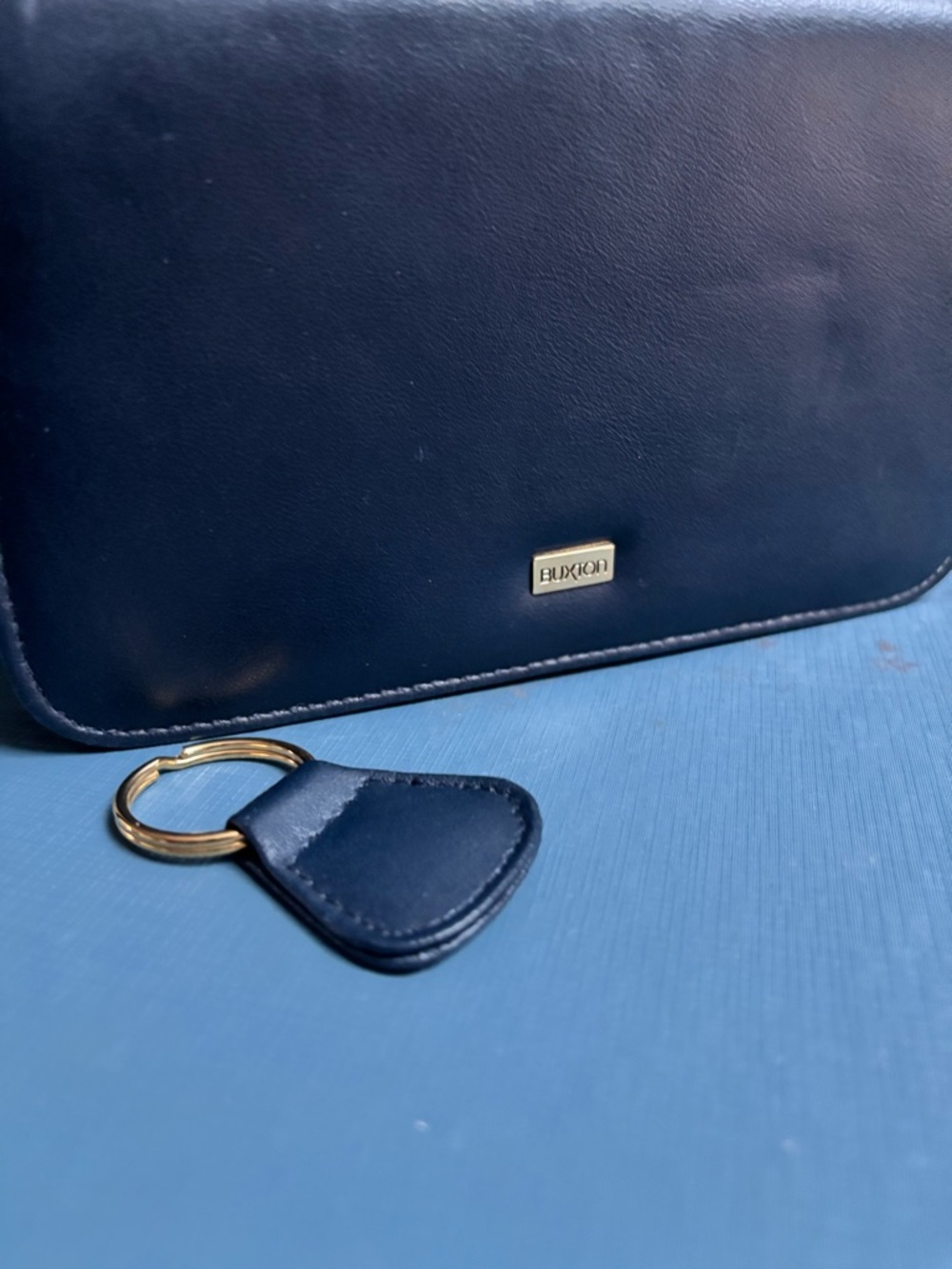 Buxton Navy Leather Clutch with Matching Key Fob